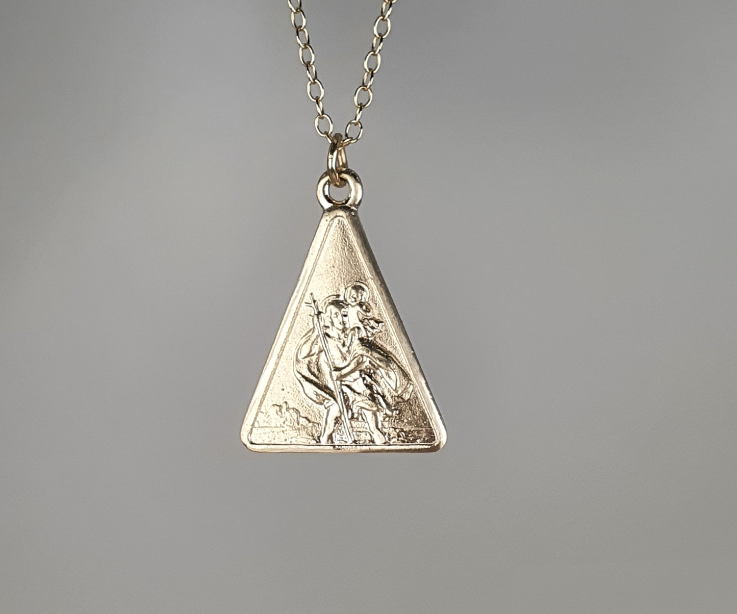 Triangular St. Christopher in Solid Gold