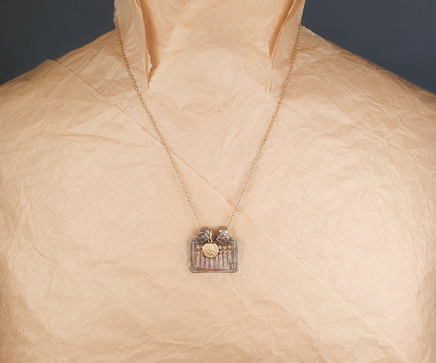 Vintage Eight Mothers and Gold St. Christopher Necklace