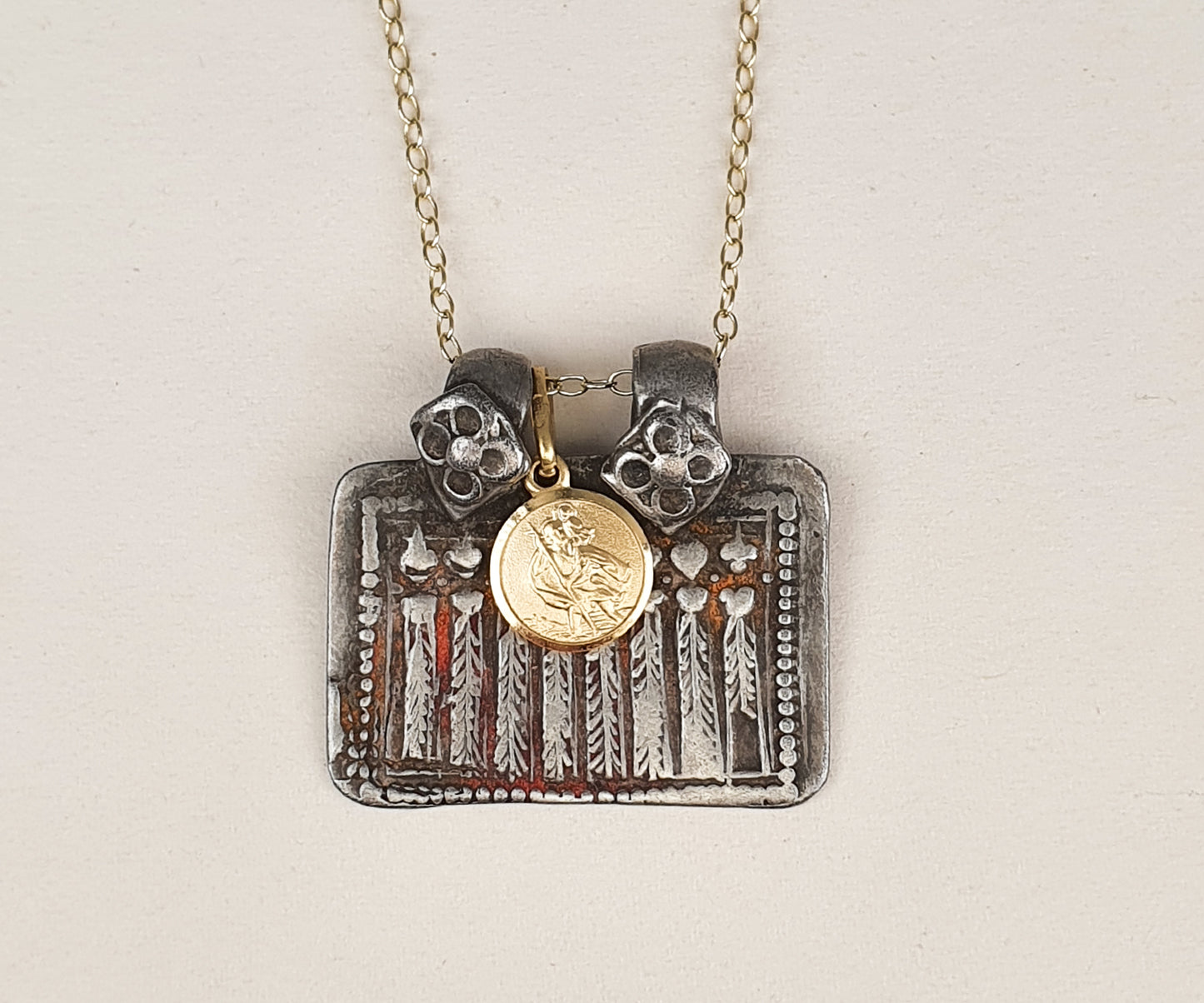 Vintage Eight Mothers and Gold St. Christopher Necklace