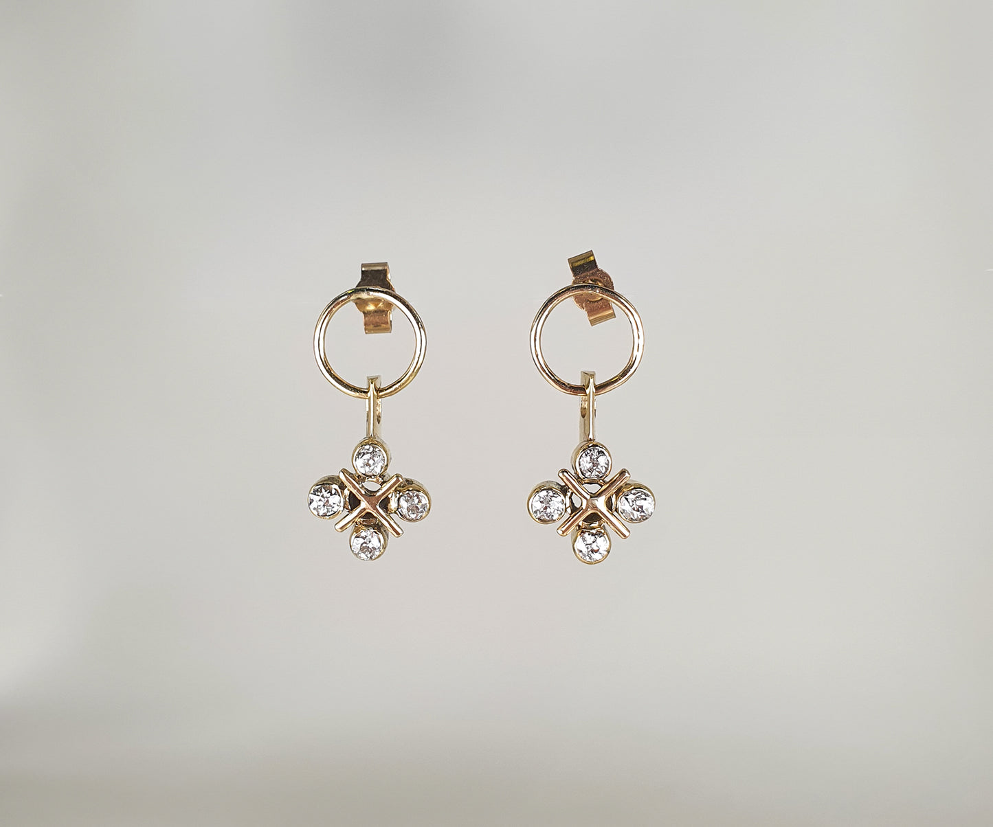 Noughts and Crosses Diamond Drop Earrings
