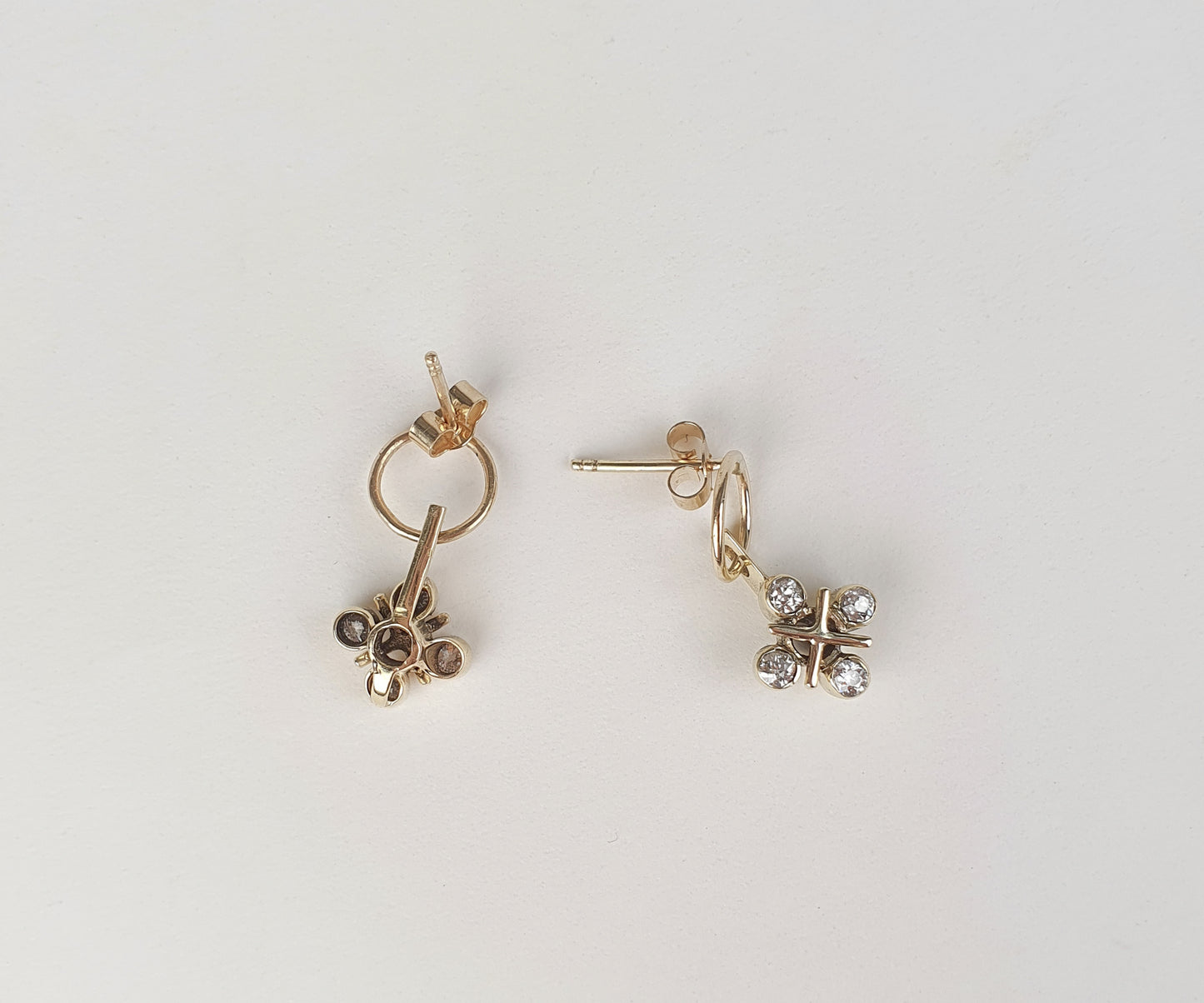 Noughts and Crosses Diamond Drop Earrings