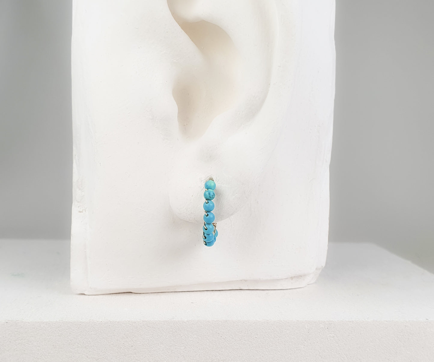 Small Aga Turquoise and Gold Hoops