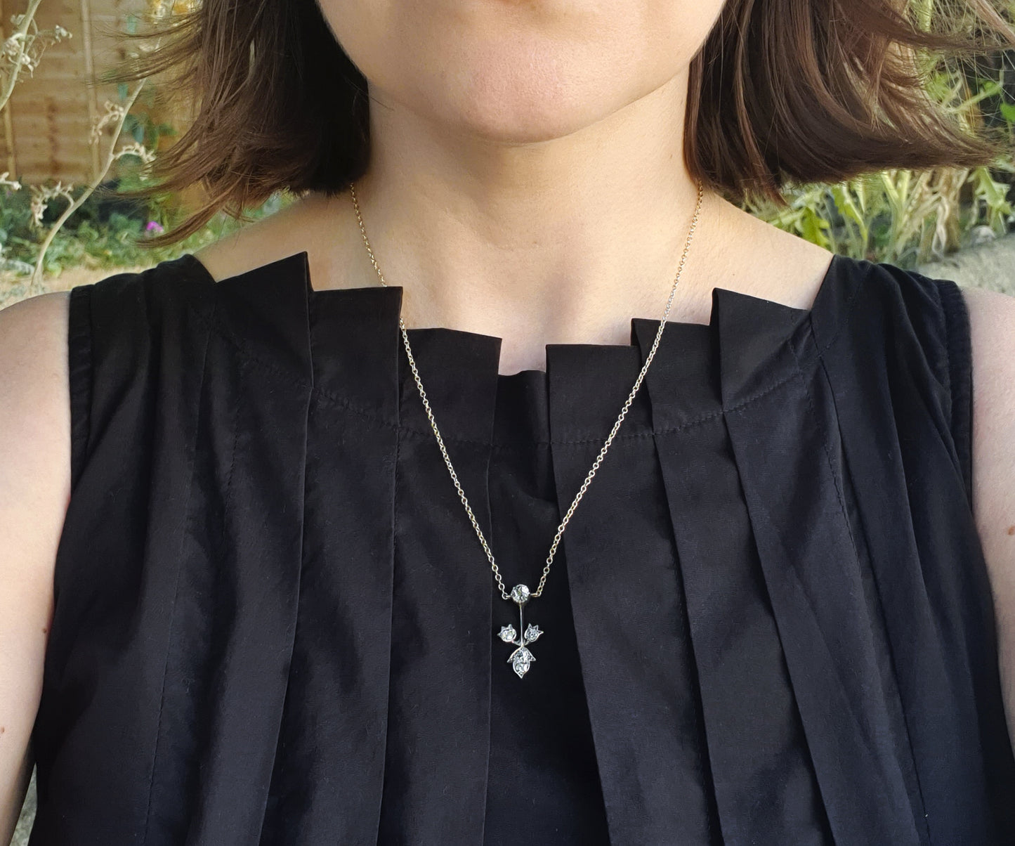 Late Victorian Diamond Floral Necklace With Old Cut Diamonds