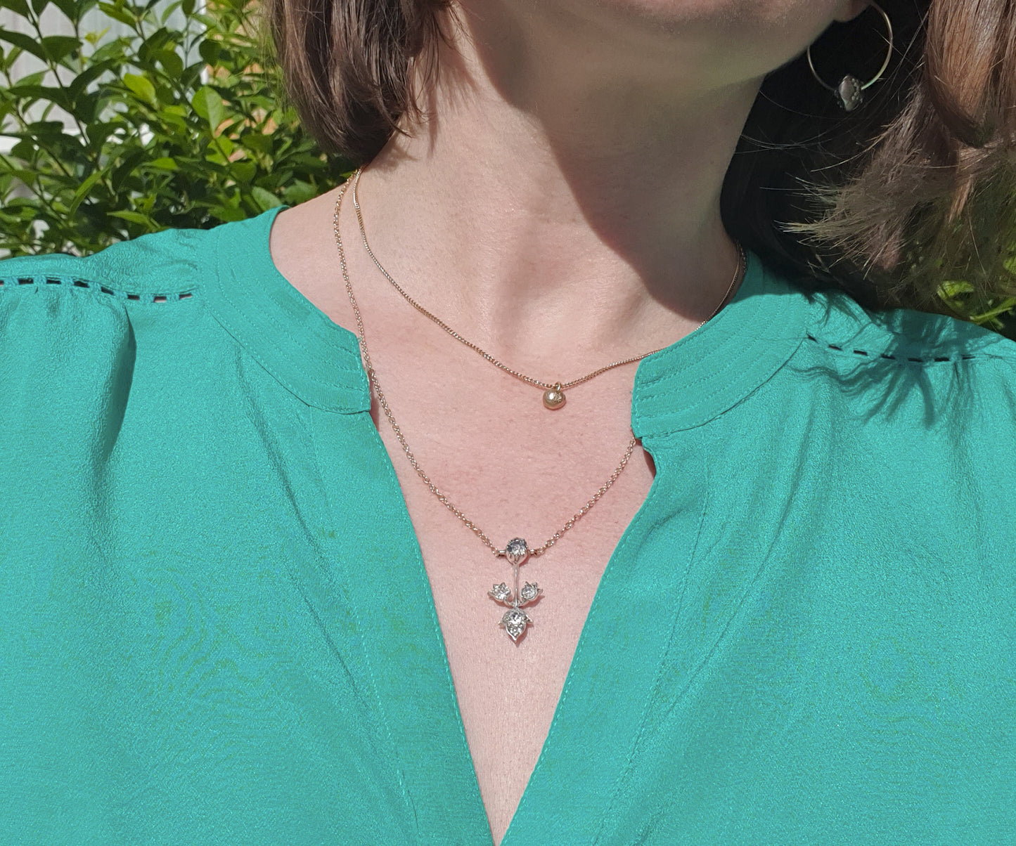 Late Victorian Diamond Floral Necklace With Old Cut Diamonds