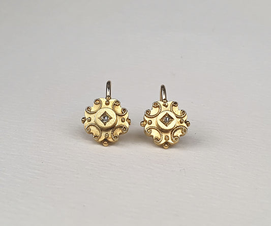 Edwardian Gold and Diamond Drop Earrings