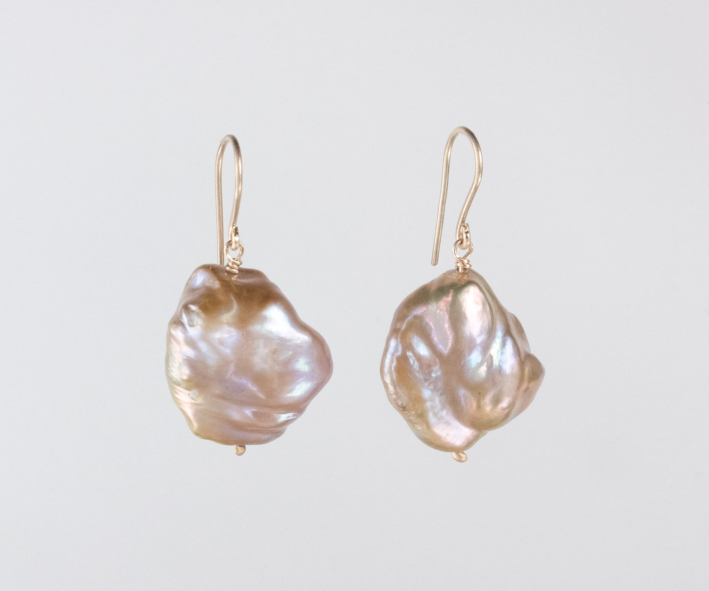 Big Flat(ish) Purple Baroque Pearl Earrings