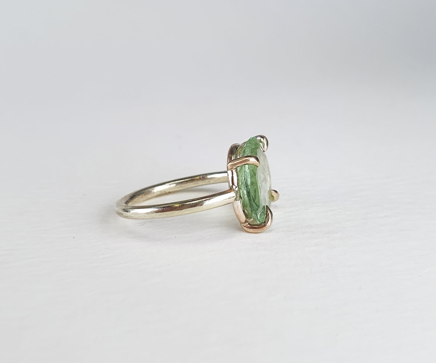 Minty Green Tourmaline Candy Pinky Ring in Solid Gold