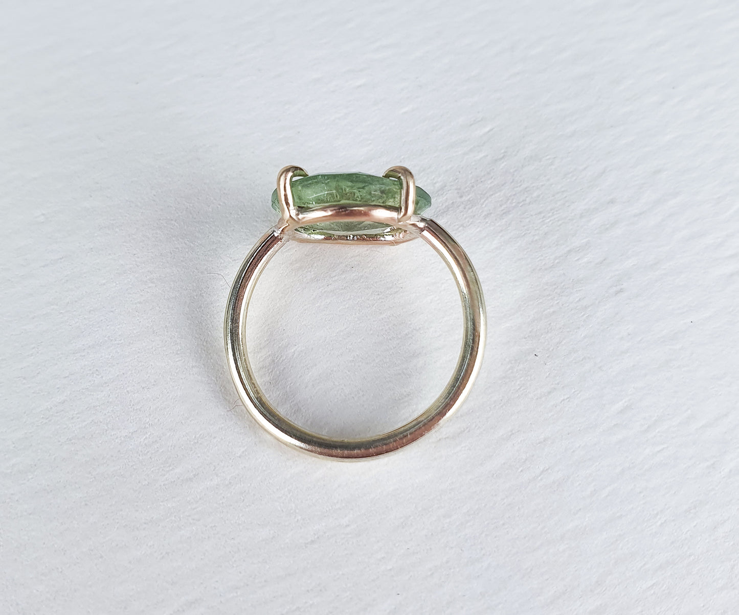 Minty Green Tourmaline Candy Pinky Ring in Solid Gold