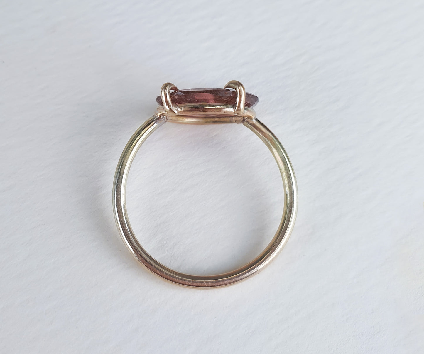 Raspberry Pink Tourmaline Candy Ring in Solid Gold