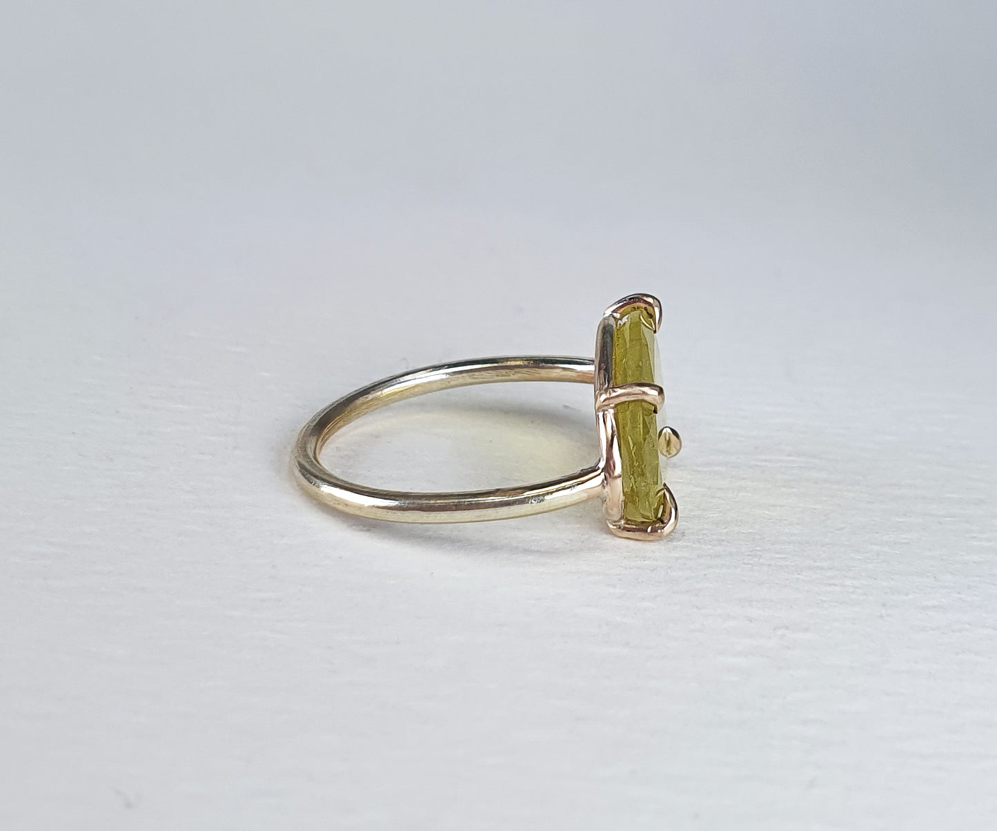 Chartreuse Yellow Tourmaline Candy Ring in Solid Gold