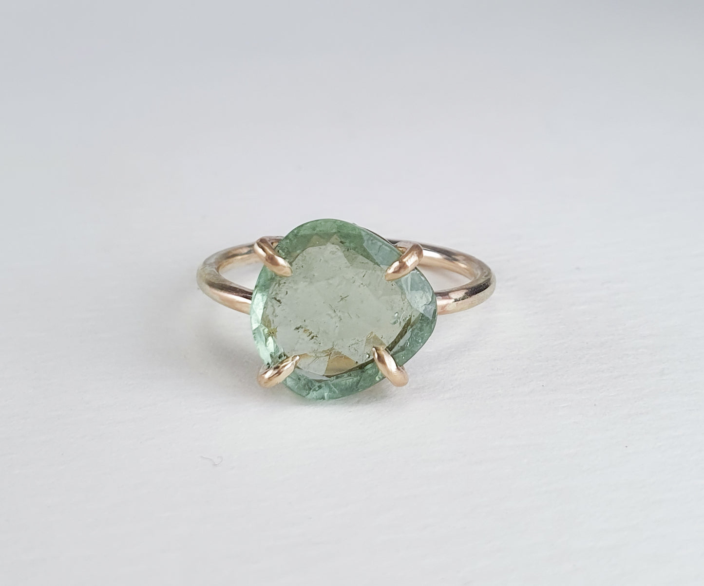 Minty Green Tourmaline Candy Ring in Solid Gold