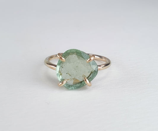 Minty Green Tourmaline Candy Ring in Solid Gold