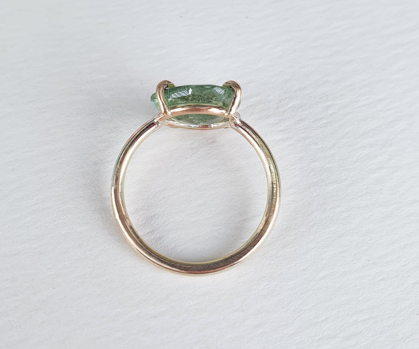 Minty Green Tourmaline Candy Ring in Solid Gold