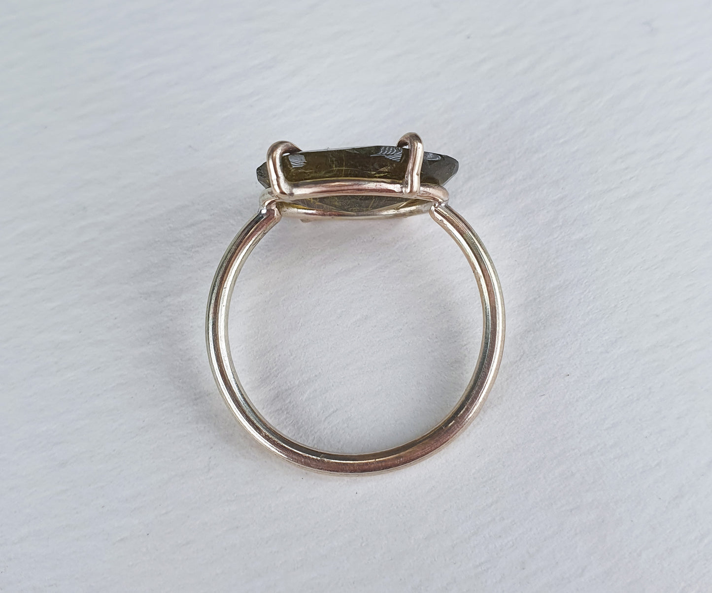Yellowish Green Tourmaline Candy Ring in Solid Gold