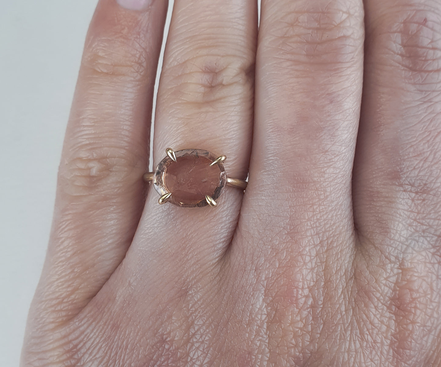 Peach Tourmaline Candy Ring in Solid Gold