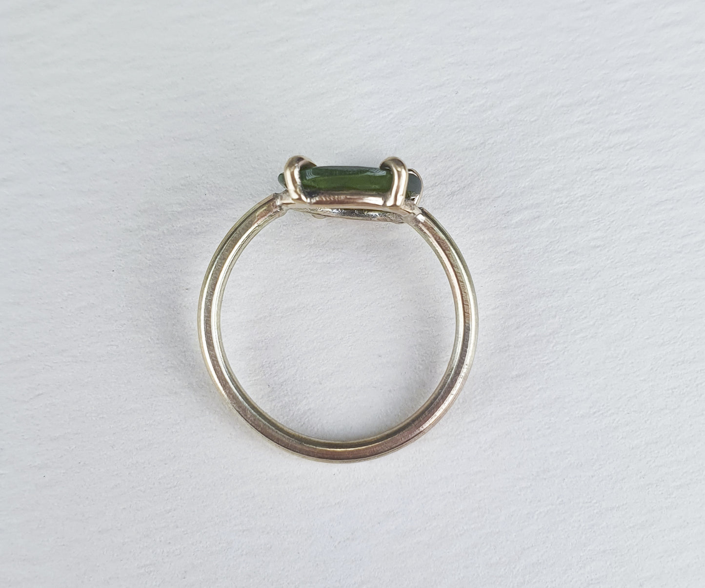 Forest Green Tourmaline Candy Ring in Solid Gold