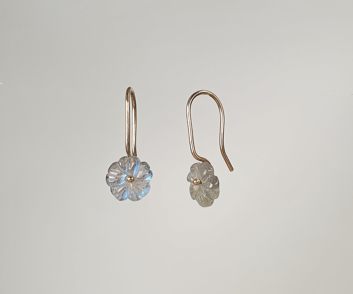 Labradorite Forget-Me-Not Earrings in Solid 9ct Gold