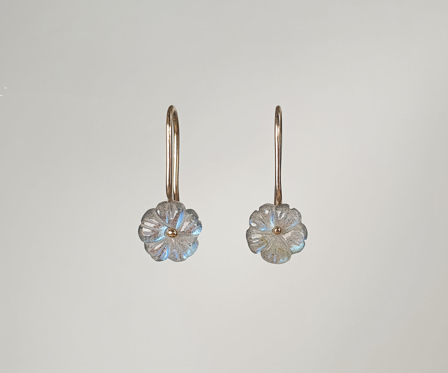 Labradorite Forget-Me-Not Earrings in Solid 9ct Gold