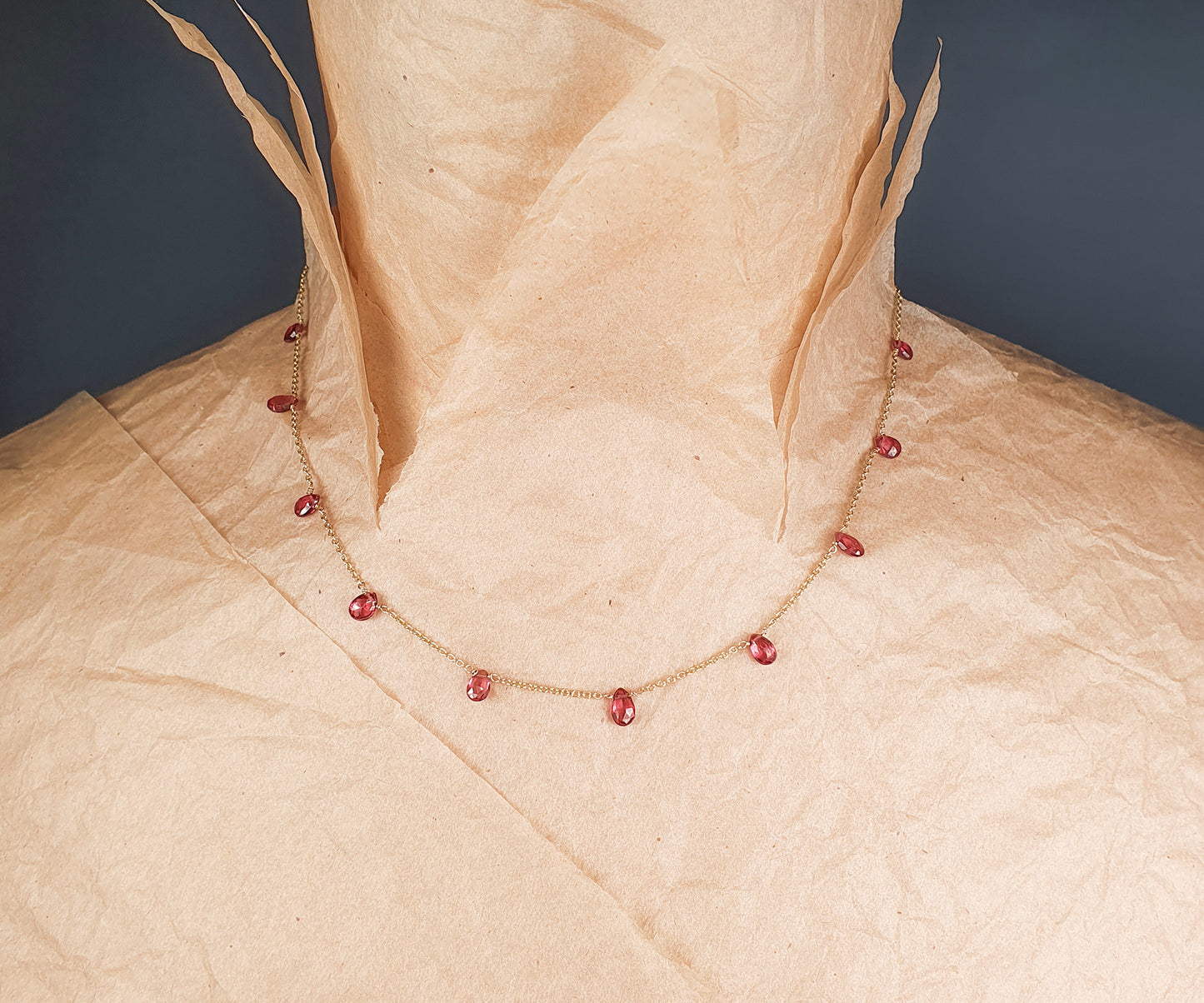 Mama Ania Garnet Drop Fringe Necklace