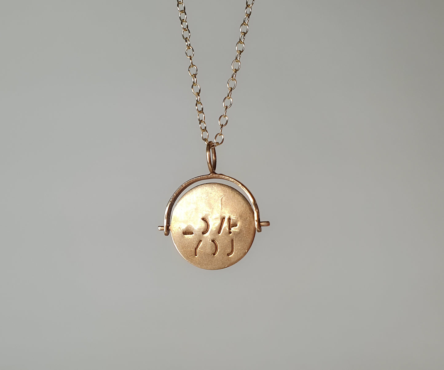 Vintage Gold Spinning I Love You Necklace