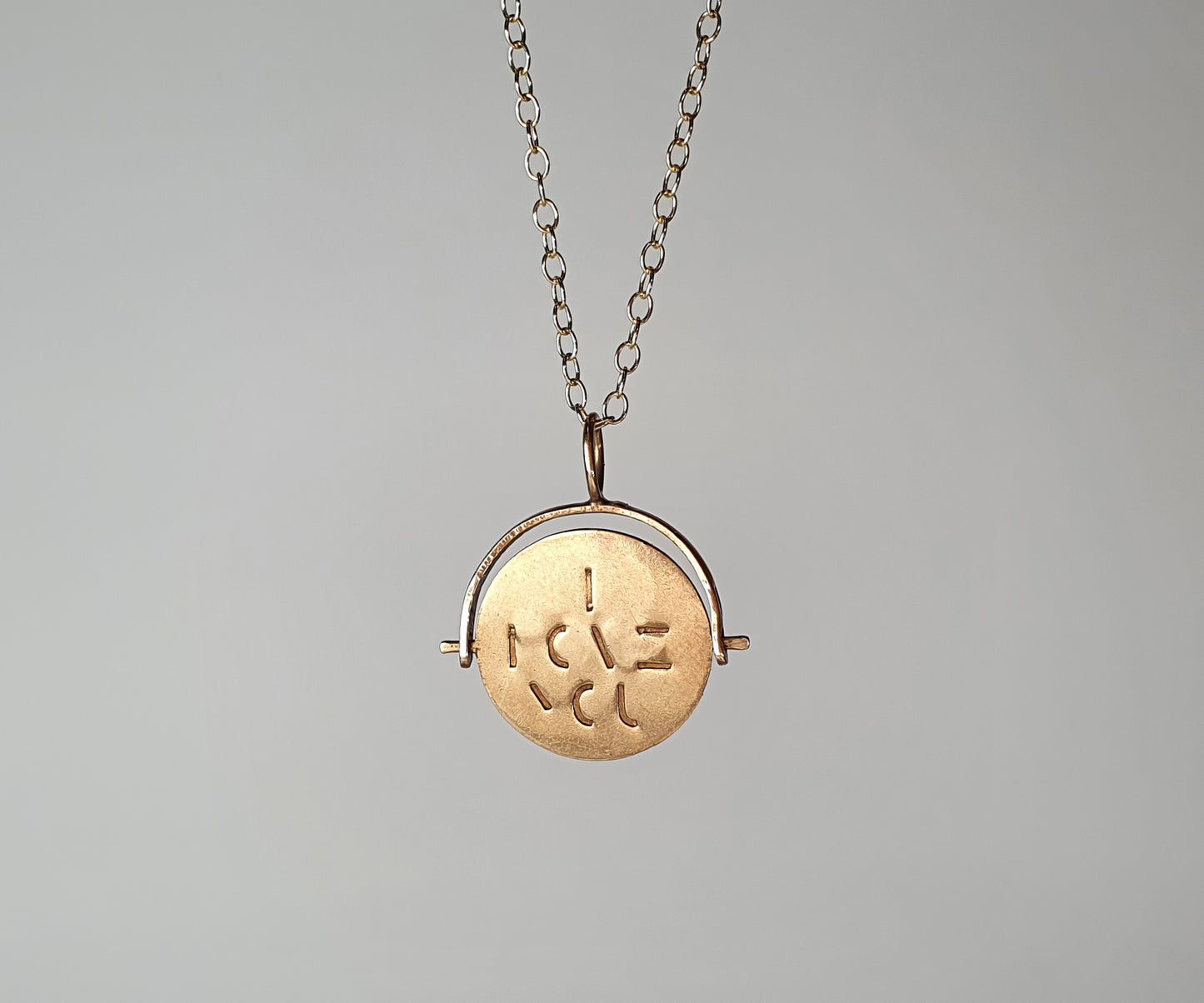 Vintage Gold Spinning I Love You Necklace