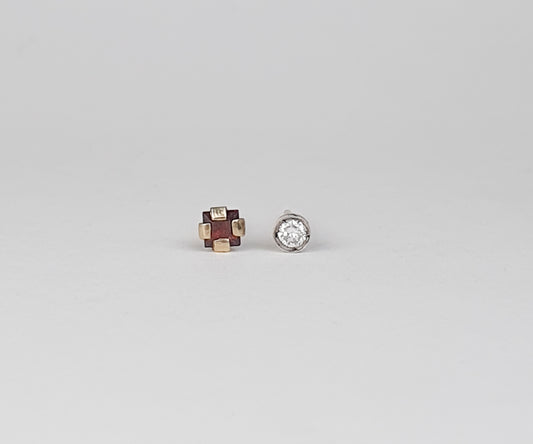 Polar Opposites Diamond and Garnet Stud Earrings