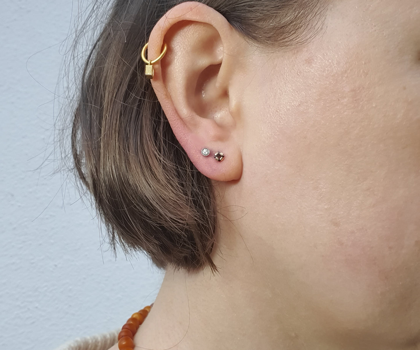 Polar Opposites Diamond and Garnet Stud Earrings