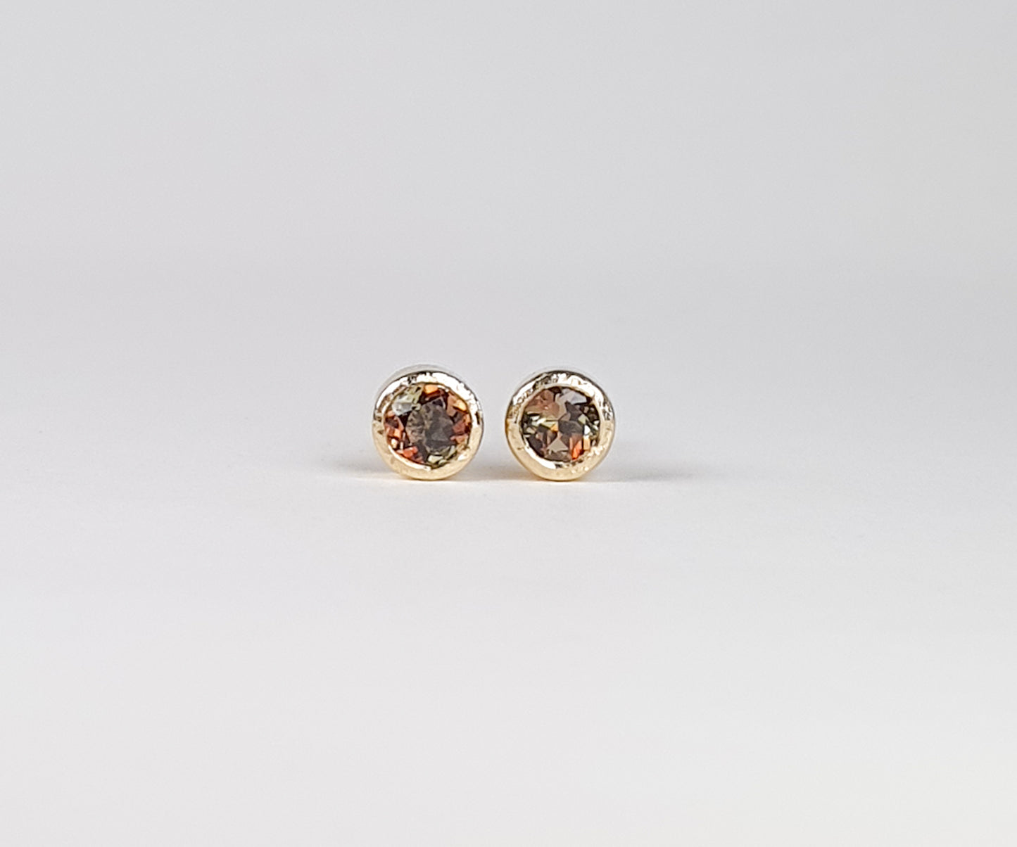 Andalusite and Gold stud Earrings