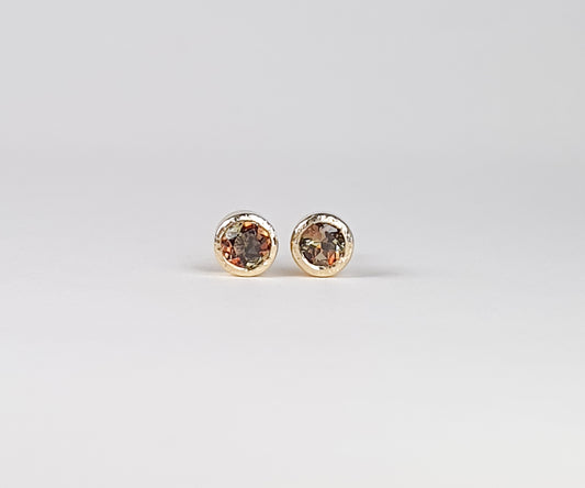 Andalusite and Gold stud Earrings
