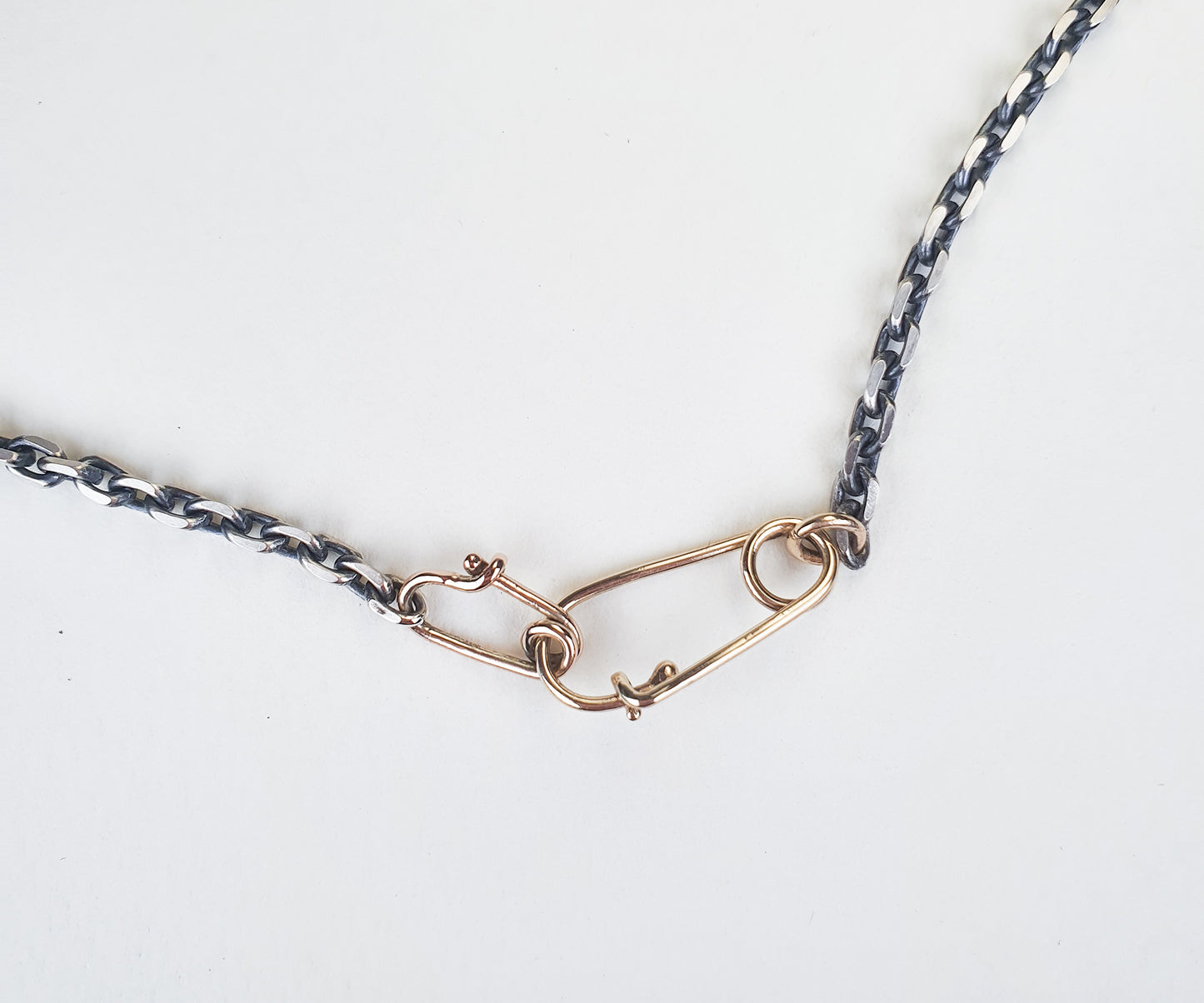 Hello City Vintage Silver Chain with New Gold Molo Me Safety Pins