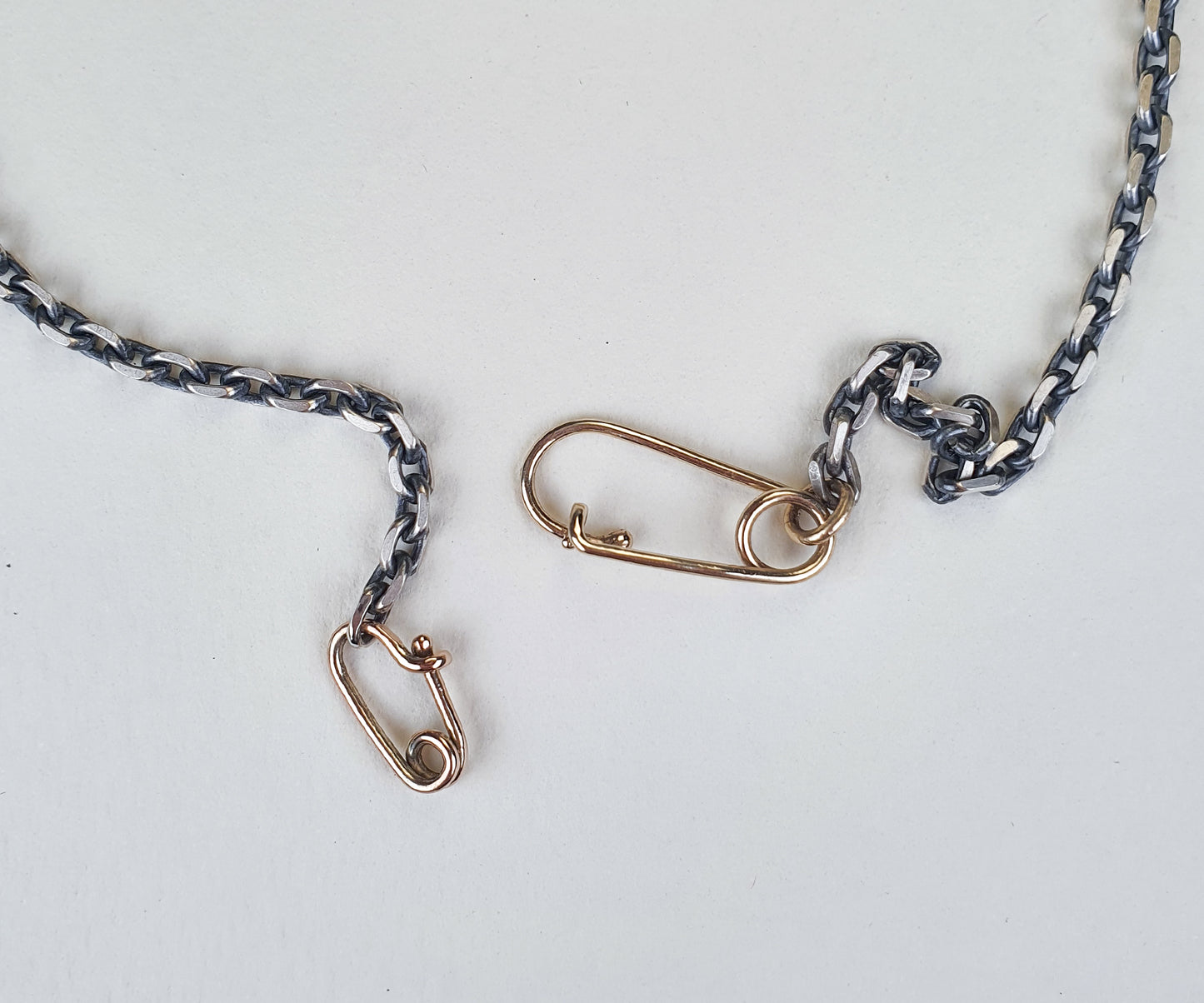 Hello City Vintage Silver Chain with New Gold Molo Me Safety Pins