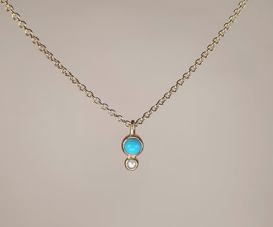 Turquoise and Pearl Double Tata Necklace