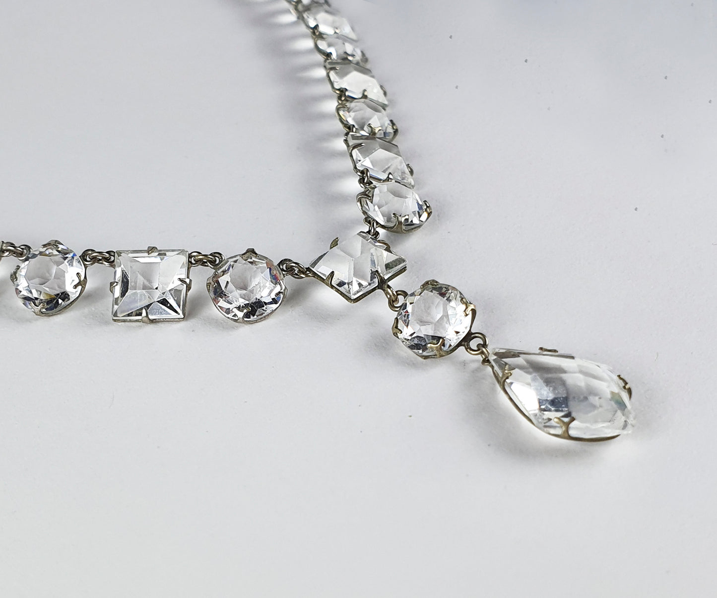 Art Deco 1920s Clear Paste Riviere Necklace
