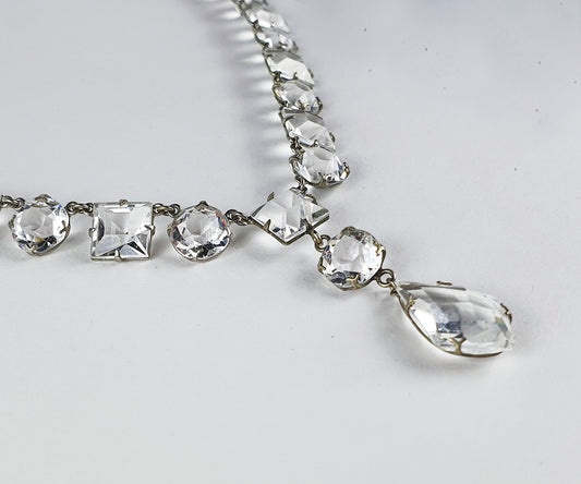 Art Deco 1920s Clear Paste Riviere Necklace