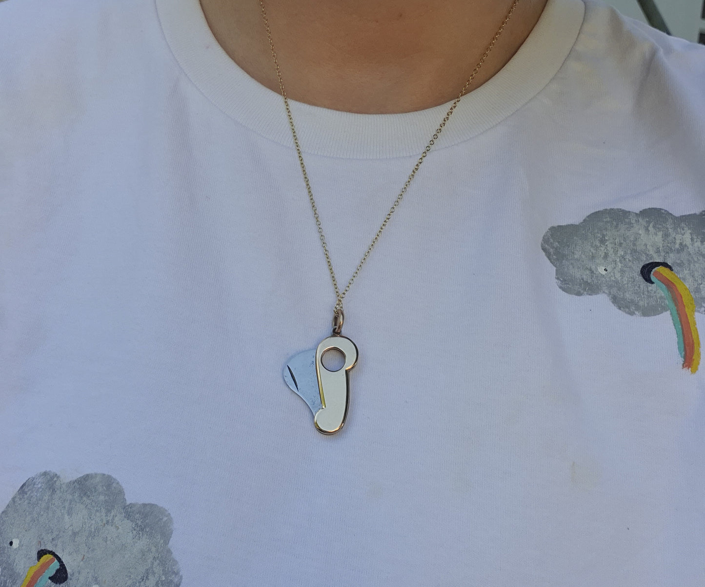 Vintage Gold and Steel Cigarillo Cutter Pendant