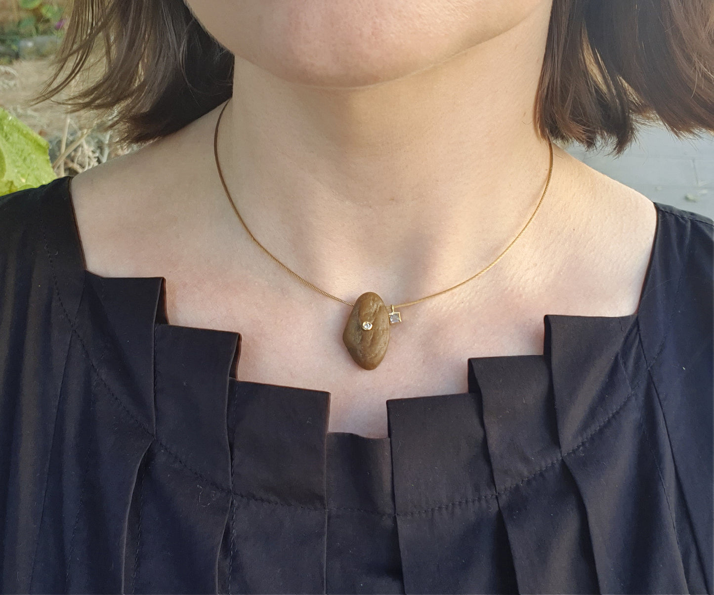 Vintage Pebble with Diamond Necklace
