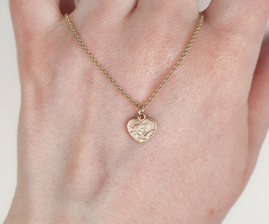 Heart Shaped Kissing Cherub Necklace