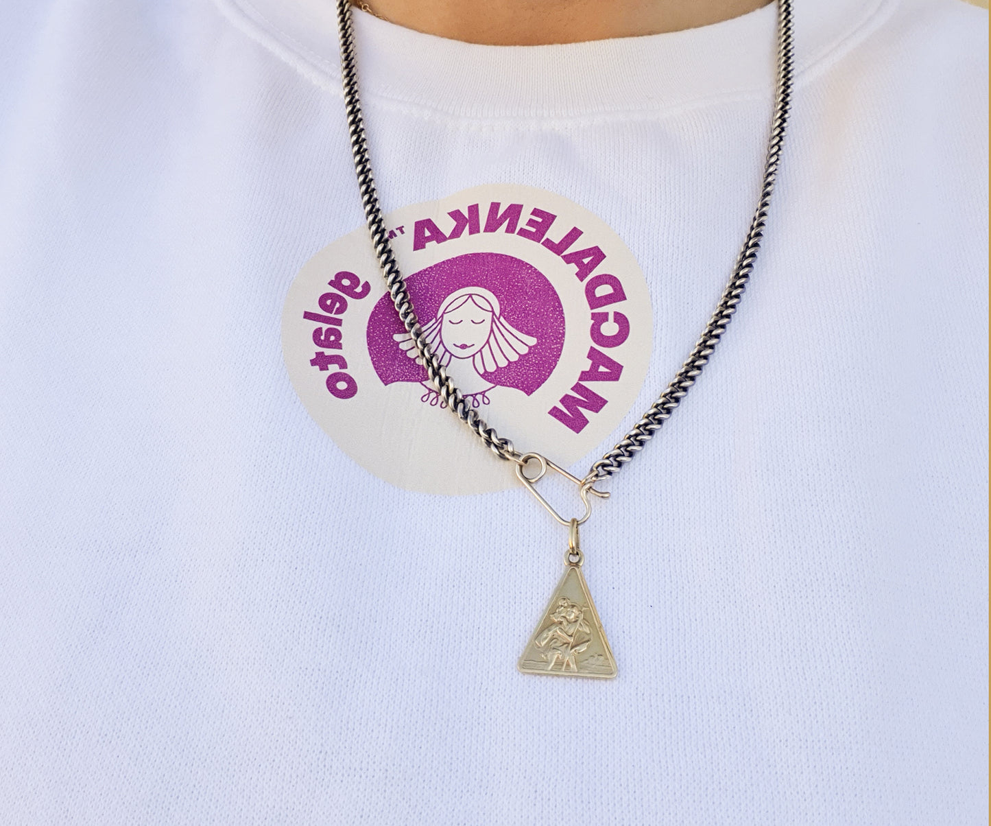 Triangular St. Christopher in Solid Gold