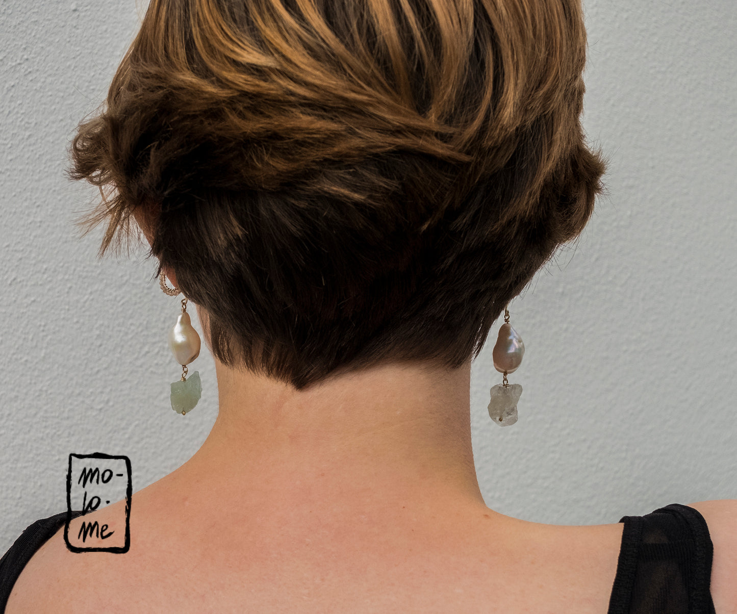 Rough Aquamarine and Baroque Pearl Drop Earrings
