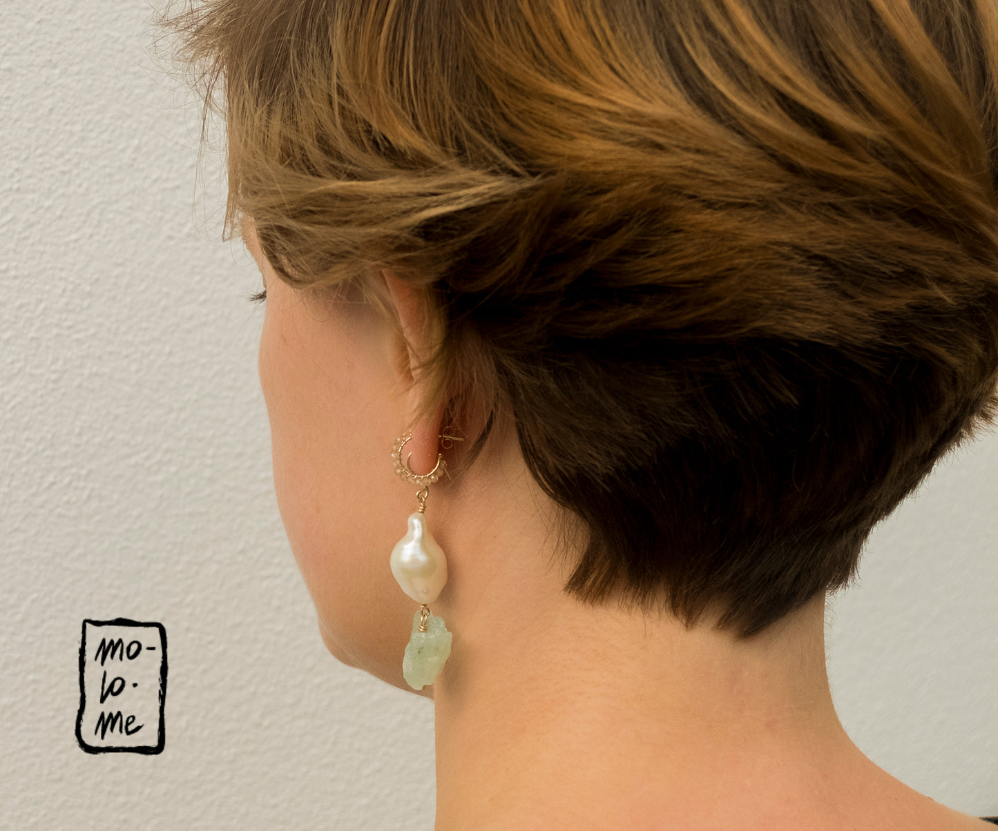 Rough Aquamarine and Baroque Pearl Drop Earrings