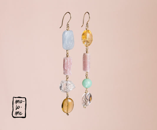 Molo Me  Blue, Mint and Yellow Cocktail Upside Down Earrings