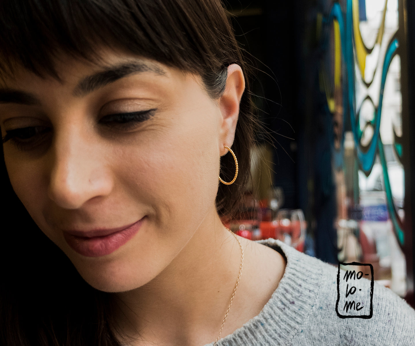 Molo Me Large Gold Plated Rosary Hoops on Fay