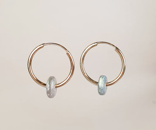 Mama Ania Labradorite and Gold Hoops