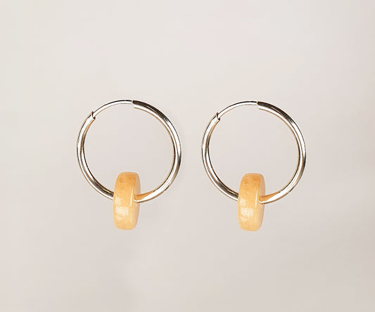 Mama Ania Yellow Jade Gold Hoops