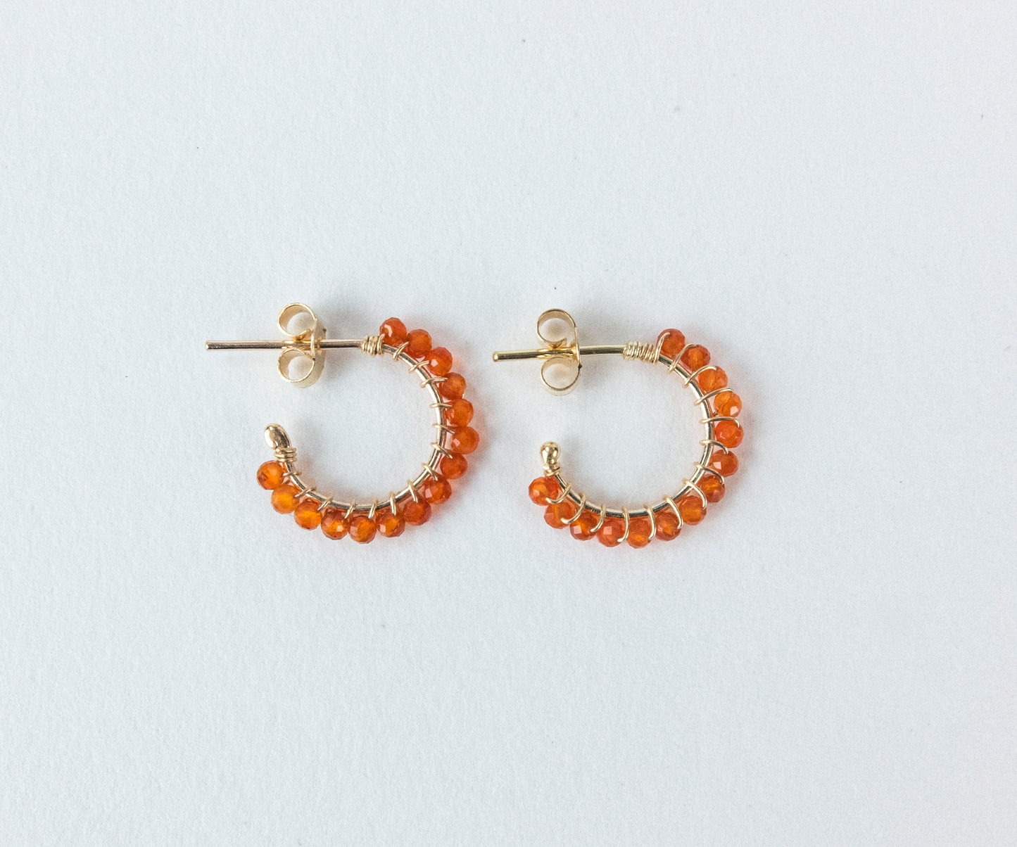 Small Aga Carnelian Gold Hoops