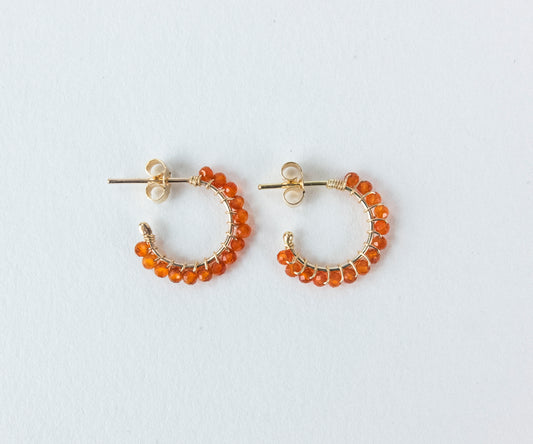 Small Aga Carnelian Gold Hoops