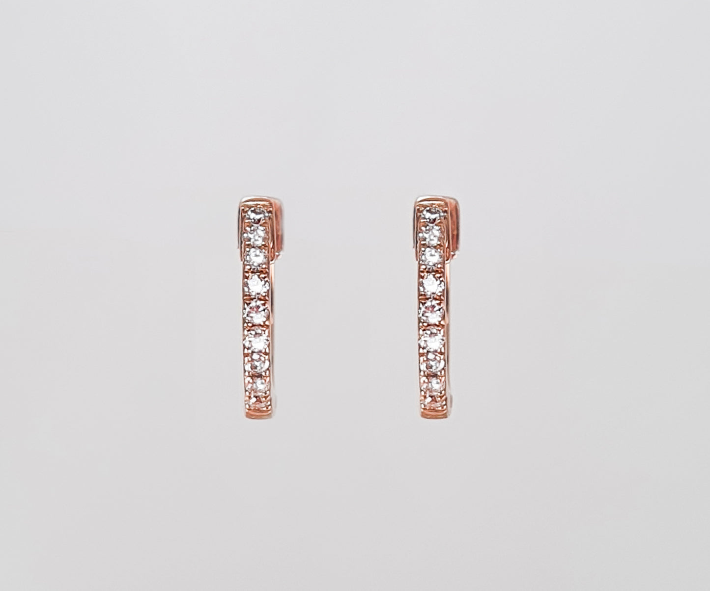 Diamond Pave 18ct Rose Gold Hoops