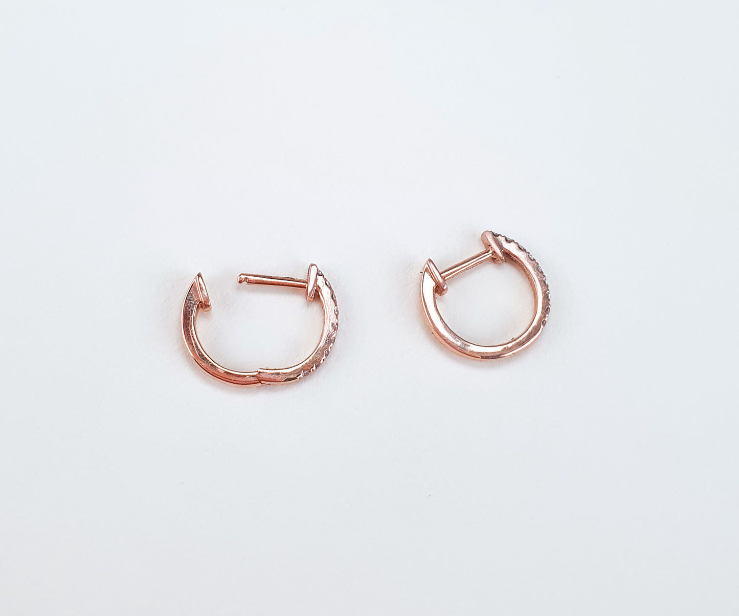 Diamond Pave 18ct Rose Gold Hoops