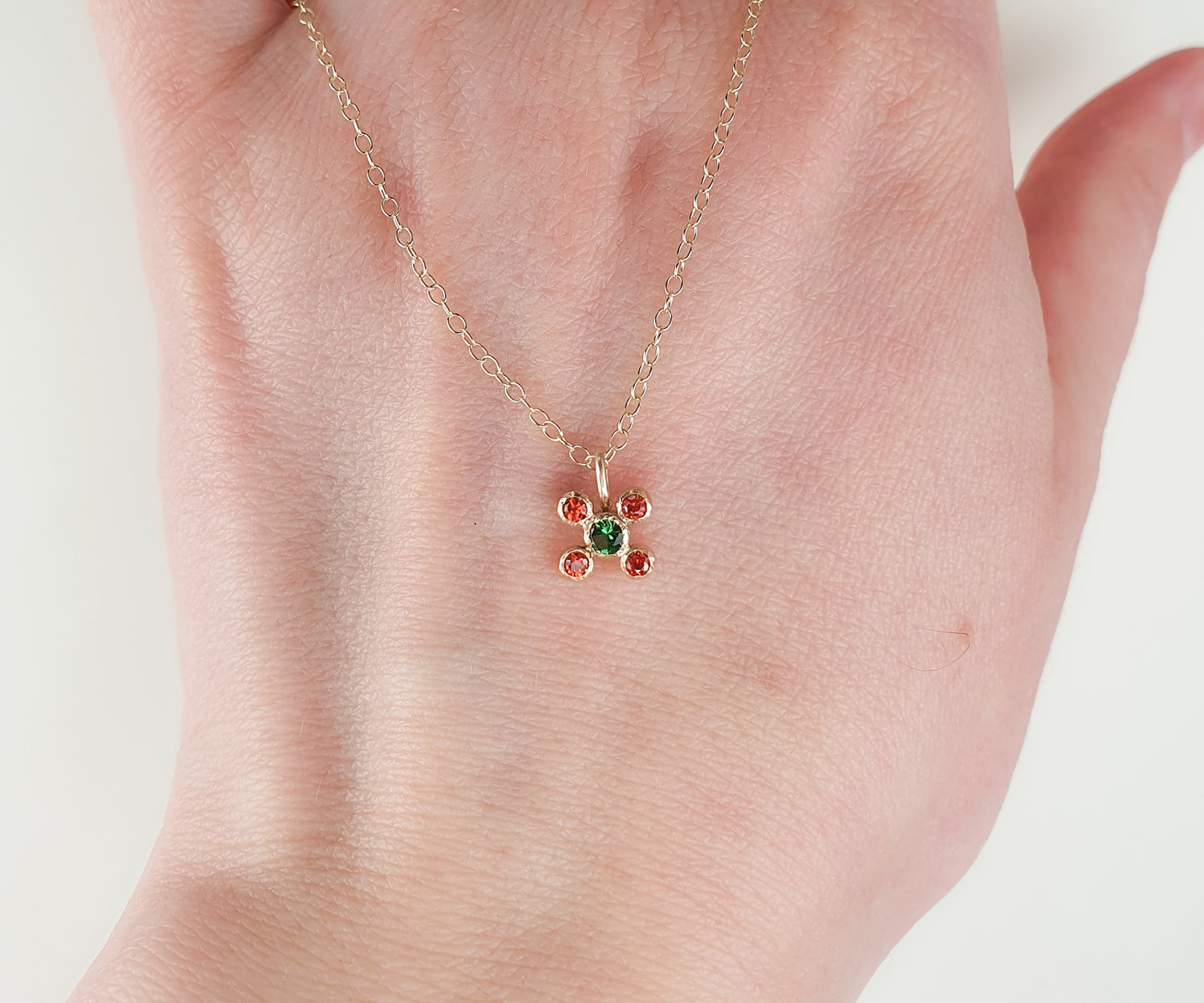 Orange Sapphire and Tsavorite Tata Necklace