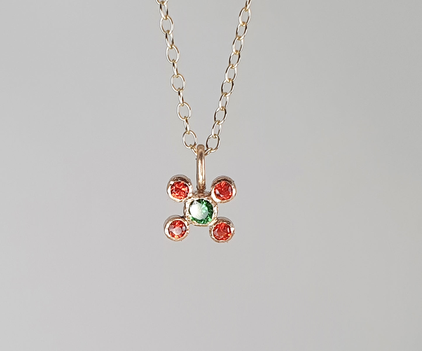 Orange Sapphire and Tsavorite Tata Necklace